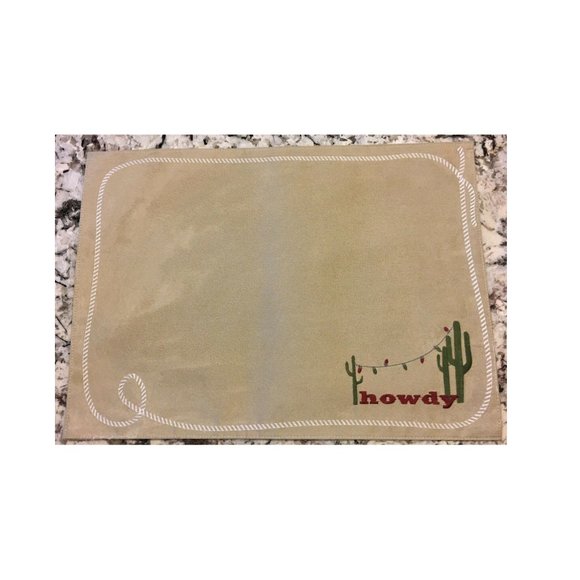 Christmas Holiday Western Southwestern Placemats HOWDY Cactus Lights Set of 4 - Picture 1 of 4
